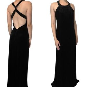 April Fashion Formal Dress Velvet Black Strappy Back Whimsigoth Goth Size 2